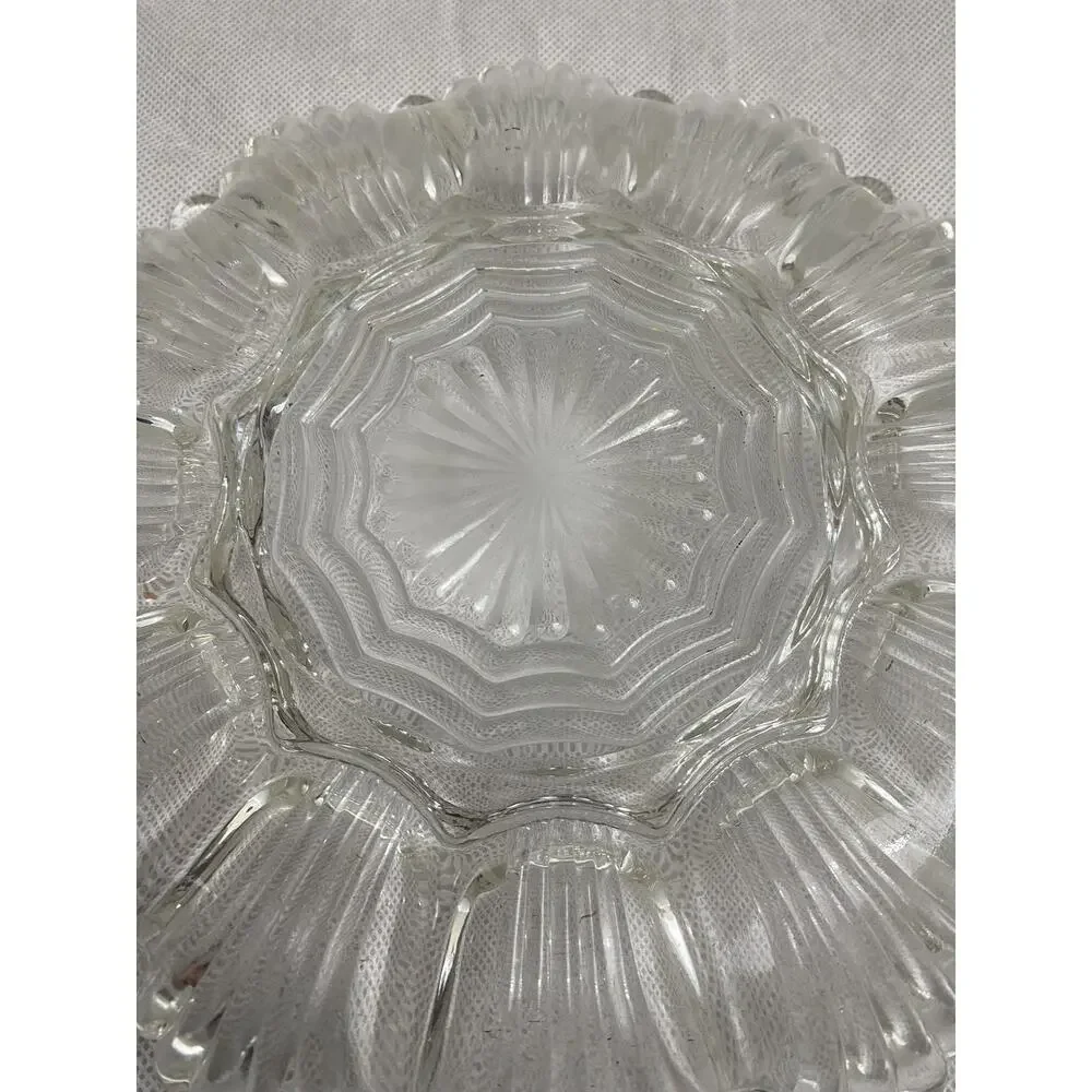 Deviled Egg Oyster Platter vintage ‎ 10x10x1